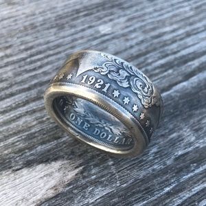 Silver 1921 Morgan Dollar Coin Ring